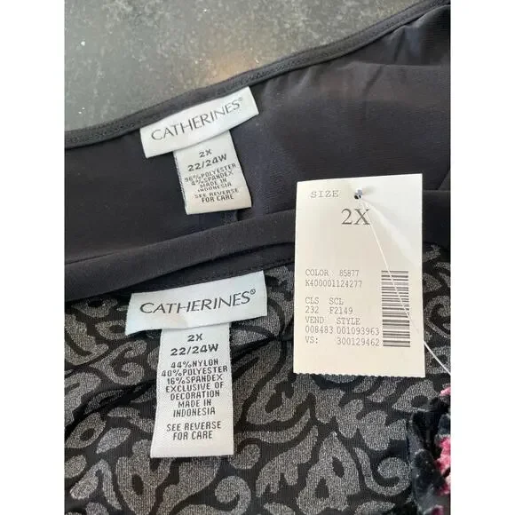 Catherine's Blk shift dress with floral jacket 2X 22/24W separates NWT - Picture 5 of 14